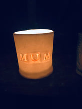 Load image into Gallery viewer, Handmade Porcelain Tea Light Candle Holder. For Mum. Remembrance/ Celebration Gift
